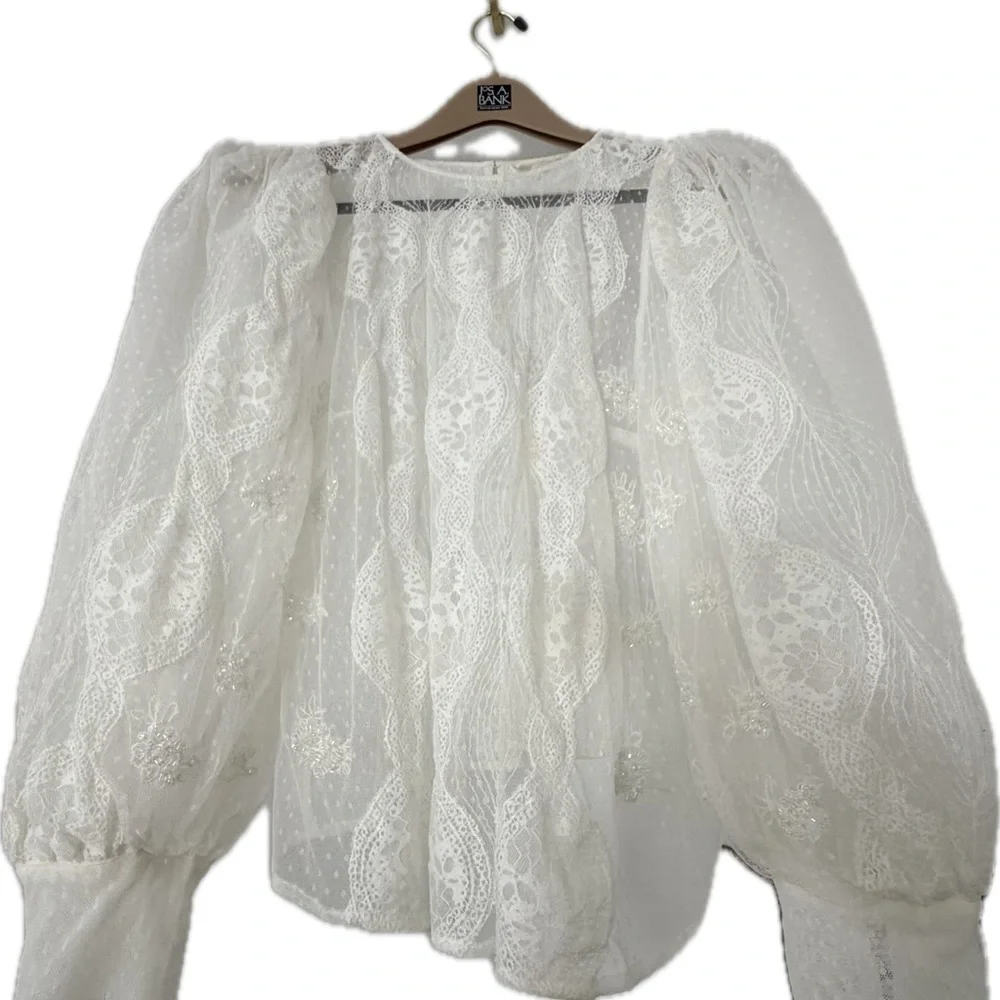 Anthropologie Forever That Girl Sheer Lace Blouse XL - Picture 4 of 8